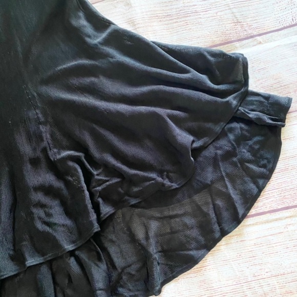 A.L.C Drop Waist Black Dress with layered ruffle hem and a mesh bodice - M - Picture 4 of 14